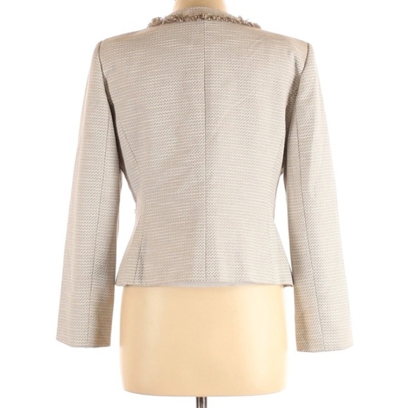 Tahari | Blazer Beige Career Professional 10 Petite Twill Cream Khaki - Picture 2 of 8